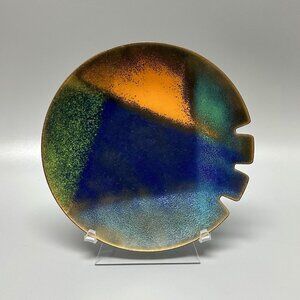 Bovano Of Cheshire Ashtray Enamel On Copper MCM Abstract Colorful Design
